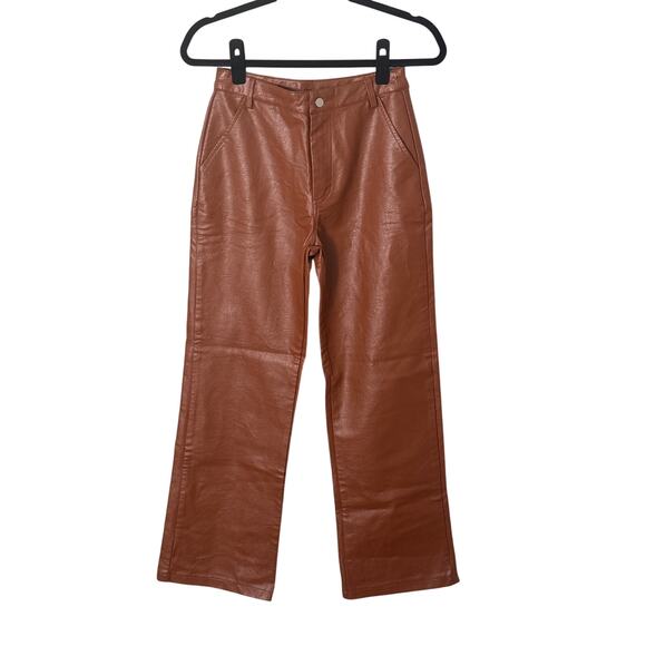 Princess Polly Ashlea Faux Leather Pants Brown Size 4 - Picture 4 of 11